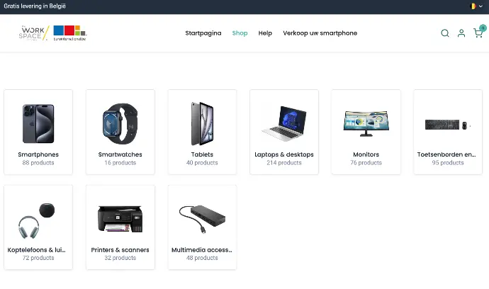 Screenshot van de Buro International webshop