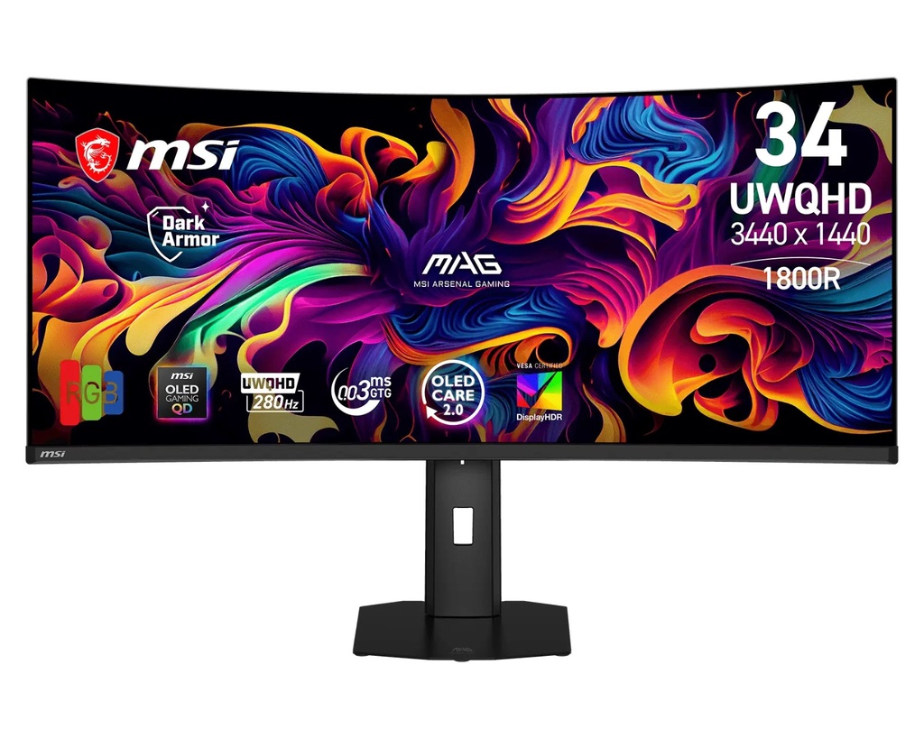 MSI MAG 341CQP – 34" UWQHD Curved QD-OLED 280Hz